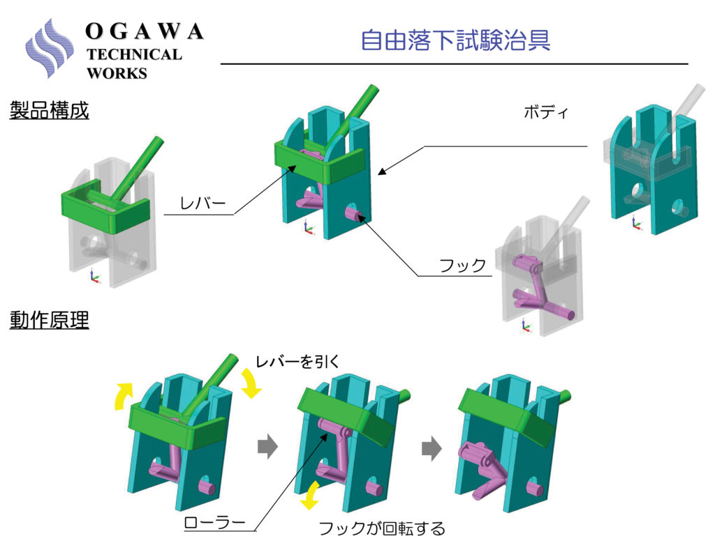 自由落下試験治具 3Dイメージ